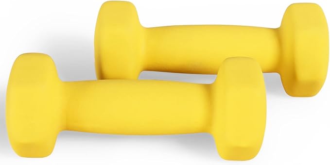 Fitvids Neoprene Dumbbell Hand Weights, Anti-Slip, Anti-roll, Hex Shape Colorful, Pair or Set with Stand