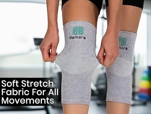 Bamboo Charcoal Knee Sleeve - Bamboo Compression Knee Sleeve for Men and Women Meniscus Tear, Sports, Joint Pain Relief, Injury Recovery - Elastic Warm Knee Brace for Arthritis (45-51cm Thigh) (Large)