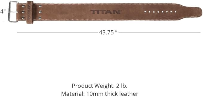 Titan Fitness MAXXUM Weightlifting Belt, 4" Wide x 10mm Thick Vegetable-Tanned Leather, Adjustable Single Prong Buckle for Powerlifting, Deadlifts, Weight Training & Bodybuilding
