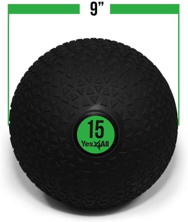Yes4All Slam Balls, 10-40lb Weighted Ball Weight, Durable PVC Sand Filled Workout Dynamic Slam Ball for Strength Training, Triangle, Black, 15lbs
