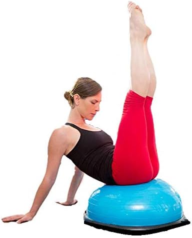 X-Factor Balance Ball Half Exercise Ball with Resistance Bands, Balance Trainer Bonus Pump for Yoga Fitness, Home Gym Stability Workout, Strength Exercise Quantity (Blue)