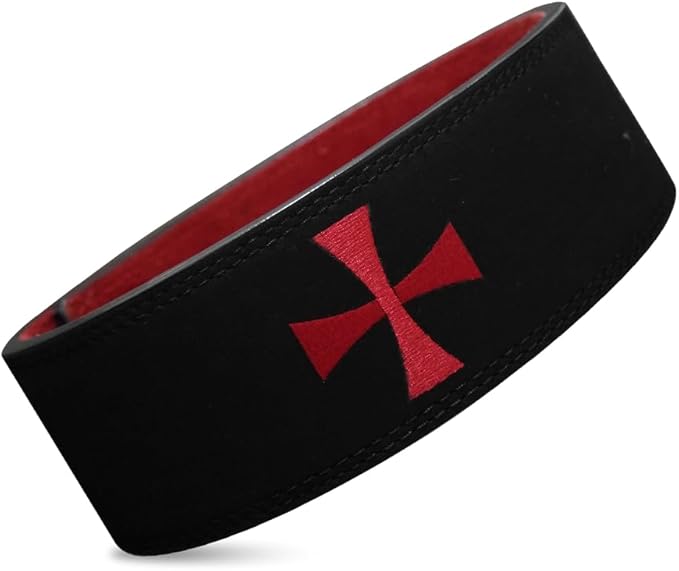 Saint Kaizen Crusader Cross Lever Belt for Weightlifting, Powerlifting, and Bodybuilding, 10mm Thick Leather with Steel Lever Buckle, Sleek Christian-Inspired Design