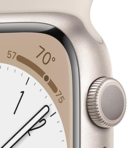 Apple Watch Series 8 [GPS, 45mm] - Starlight Aluminum Case with Starlight Sport Band, M/L (Renewed)