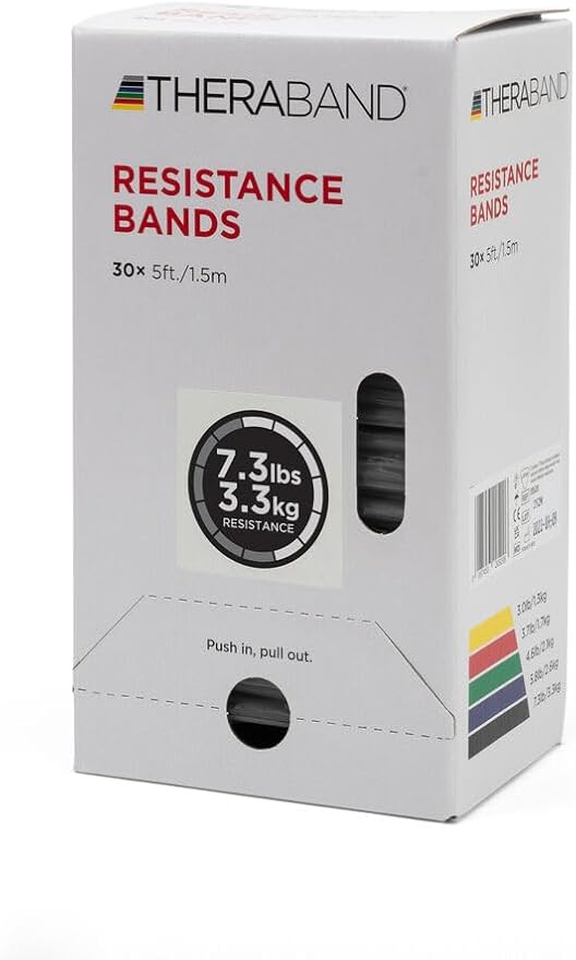 THERABAND Resistance Bands, 5 Foot, 15 or 30 Count Professional Latex Elastic Bands for Upper & Lower Body Exercise, Physical Therapy, Pilates, Home Workouts, & Rehab