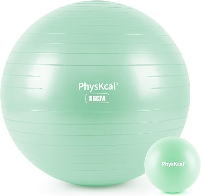 PhysKcal Yoga Ball for Exercise, Pilates Set, 4 Sizes Fitness Ball for Workout, Birthing, Pregnancy, Physical Therapy- Pump Included