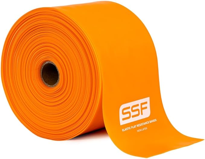 Serious Steel Fitness Flat Resistance Bands for Upper and Lower Body Strength Training and Exercise. (Non-Latex Flat Physical Therapy Exercise Bands - 4" x 25 Yards or 4" x 5 Feet)