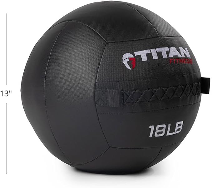 Titan Fitness LB Soft Shell Medicine Wall Ball with Poly-Composite Laminate Cross Texture Non-Slip Grip for Throwing, Core Strength, Floor Exercises, Stretching