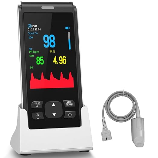 HealthTree JKS50F Pulse Oximeter Rechargeable Fingertip Pulse Ox, Handheld Pulse Oximeter, Finger Blood Oxygen Saturation Monitor with SpO2 & Pulse Rate, Portable Oxygen Meter Finger for Adults