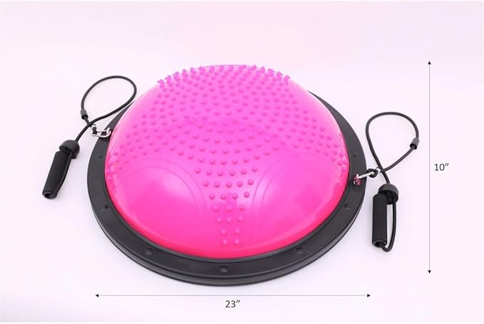 MPM Half Ball Balance Trainer Yoga Exercise Fitness Platform, Anti Slip, Core Workout Strength Training with 2 Resistanc