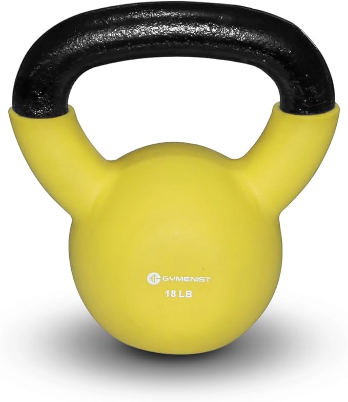 GYMENIST Kettlebell Fitness Iron Weights with Neoprene Coating Around The Bottom Half of The Metal Kettle Bell