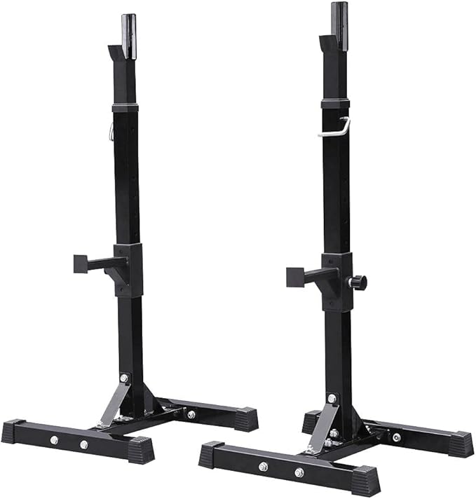 Yaheetech Pair of Adjustable Squat Rack Standard 44-70 Inch Barbell Rack, Solid Steel Squat Stands Bench Press Storage Home Gym Portable Dumbbell Stands