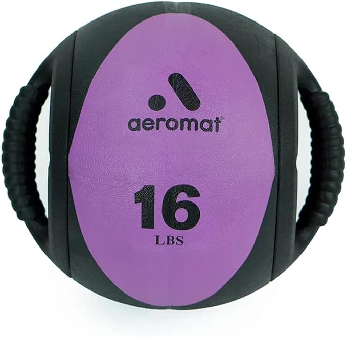 AEROMAT Dual Grip Power Medicine Balls for Abdominal Training and Rotational Movements - 9" Diameter - Weights Color-Coded