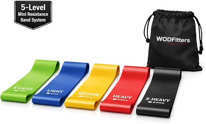 WODFitters Mini Bands Set for Women - 5 Exercise Workout Resistance Bands - Exercise Loops - Workout Flexbands for Stretching, Physical Therapy, Rehab, Home Fitness and Muscle Activation