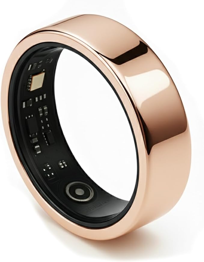 Smart Ring for Women Men, Fitness & Health Tracker with Vital Signs Monitoring, Sleep Tracker, Remote Photography, No Subscription(Gold,8#)