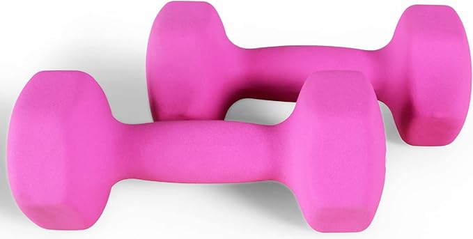 Fitvids Neoprene Dumbbell Hand Weights, Anti-Slip, Anti-roll, Hex Shape Colorful, Pair or Set with Stand