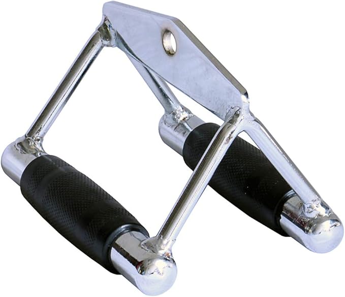 Chinning Triangle- Double D Low Row Handle, Solid Chrome w/Rubber Grips