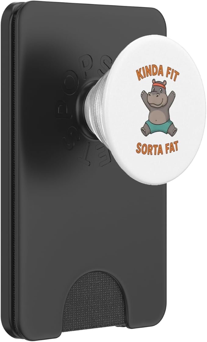 Kinda Fit Sorta Fat Funny Gym Cute Hippo Retro PopSockets PopWallet for MagSafe