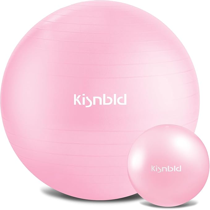 kisnbld Exercise Ball, Extra Thick Yoga Ball for Workout Pregnancy Stability, 4 Sizes Anti-Burst Balance Ball with Foot Pump - Heavy Duty Fitness Ball Chair for Office, Home & Gym