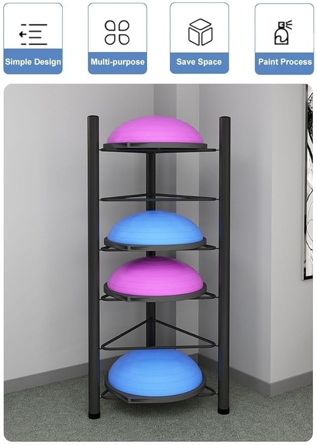 3/5/6/7 Tier Floor Stand Storage Organizer Exercise Half Balance Ball Storage Rack, Home Gym Workout Equipment for Bosu Slam Bowling Medicine Balls
