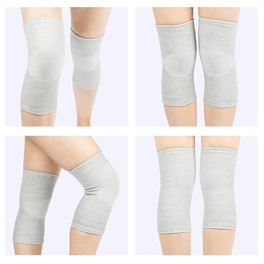 Bamboo Charcoal Knee Sleeve - Bamboo Compression Knee Sleeve for Men and Women - Elastic Warm Knee Brace for Arthritis(Gray, Large)