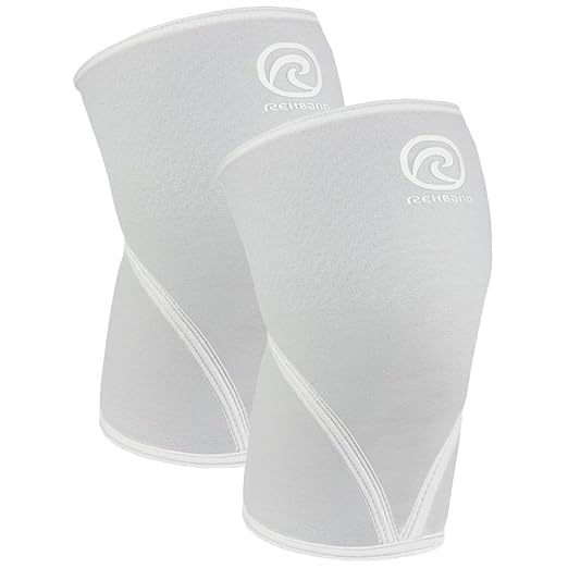 Rehband Classic 7mm V Knee Sleeve for Weightlifting, Competition Grade Powerlifting Knee Sleeve, Compression Sleeve for Crossfit, Squats, Gym & Heavy Lifts, Colour:Arctic/White - 1 Pair, Size:X-Large