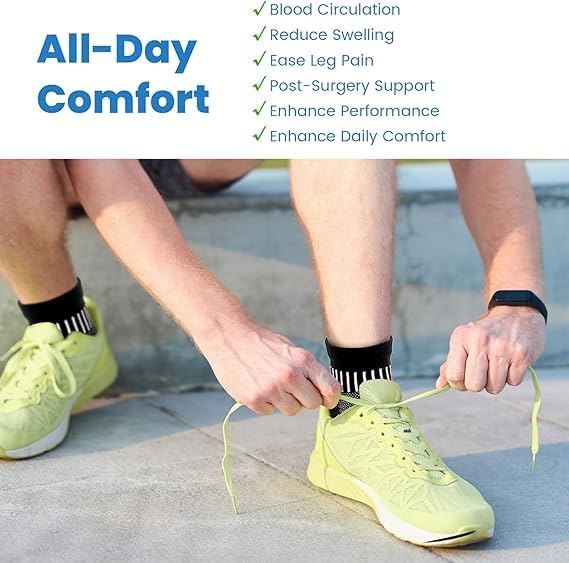 IRAMY Ankle Compression Socks for Men Women Cushioned Running Athletic Socks Plantar Fasciitis Relief 2/4/6 Pairs