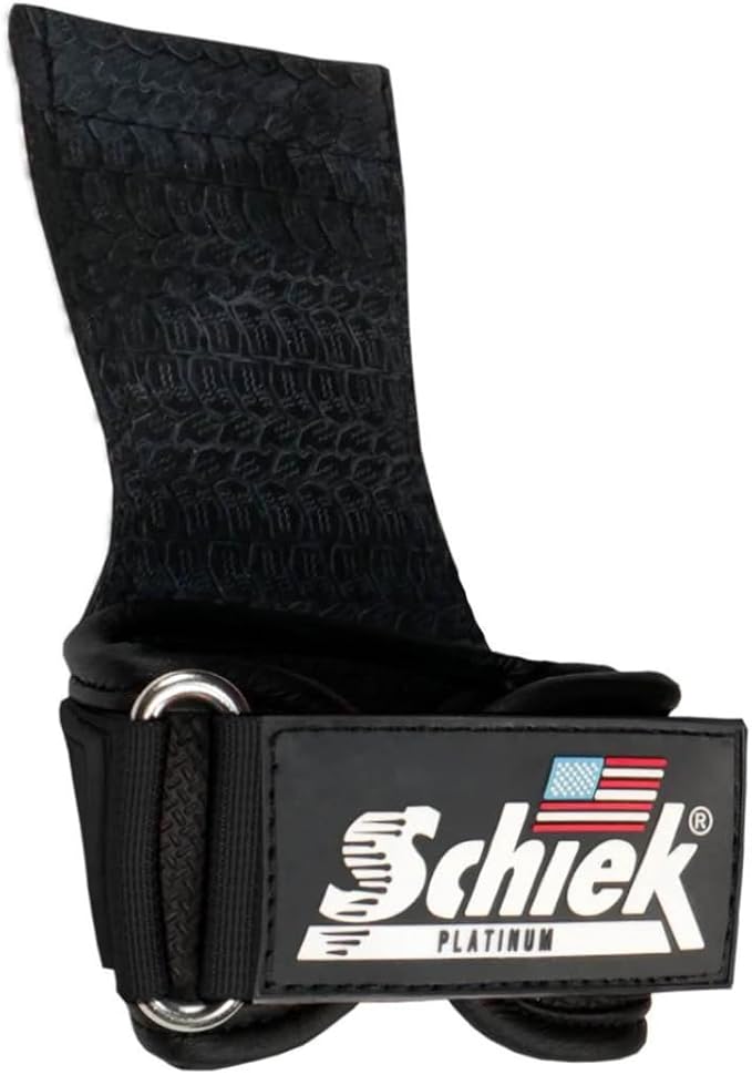Schiek Sports Model 1907 Platinum Edition Ultimate Grips - 3 in 1 Weight Lifting Straps Wrist Wraps and Grip Pads - Secure Non Slip Control and Comfort for Strength Training