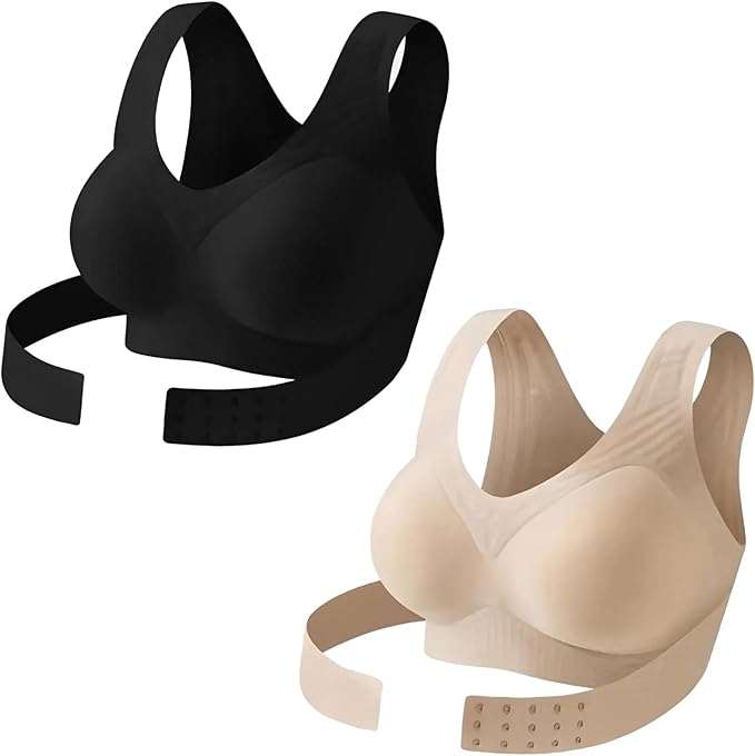 Posture Bras for Women Front Closure Wireless Posture Corrector Bra with Back Support Push Up No Underwire Bralettes