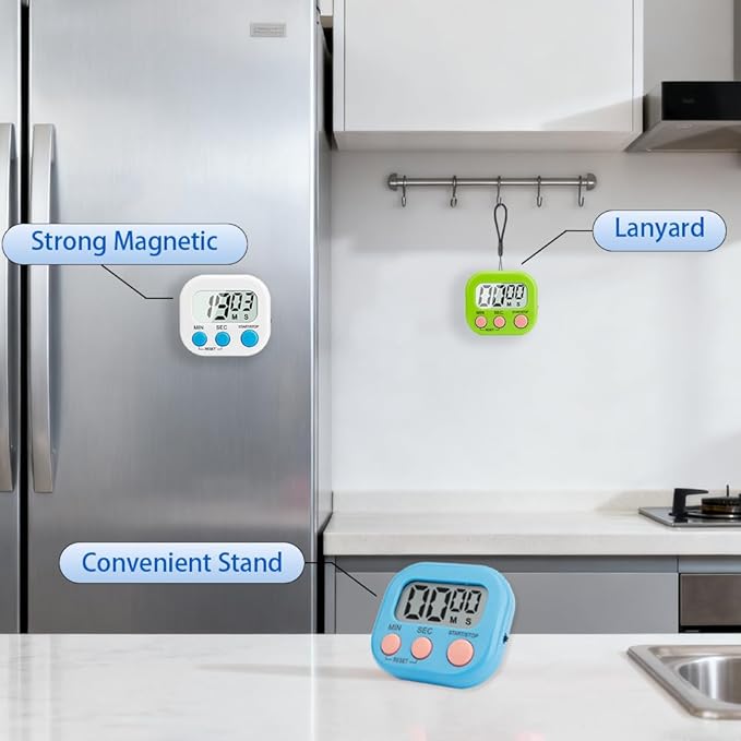 Digital Kitchen Timer, 6 Pcs Classroom Timers for Kids Teacher, Magnetic Countdown Minute Simple Timer for Cooking Study Exercise Game Baking Reading Gym Meeting Work Task Classroom (Blue/White)