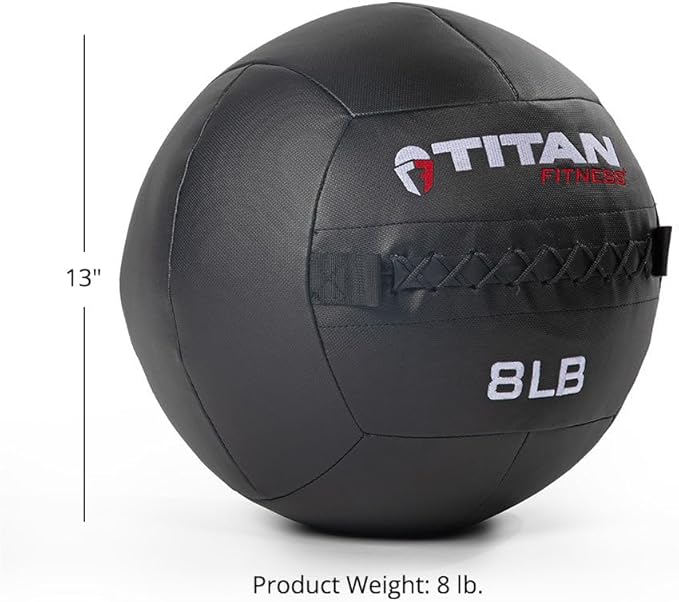 Titan Fitness LB Soft Shell Medicine Wall Ball with Poly-Composite Laminate Cross Texture Non-Slip Grip for Throwing, Core Strength, Floor Exercises, Stretching