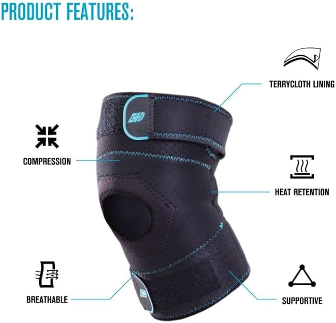 DonJoy Advantage Knee Sleeve for Sprains, Strains, Soreness, Stiffness - Neoprene with Terrycloth Lining for Comfort, Compression, Adjustable Upper, Lower Straps, X-Large fits 17" - 19"