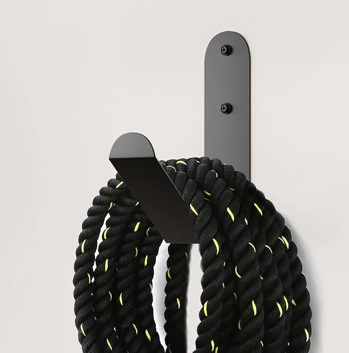 Tamisom Iron Battle Rope Storage Rack, Wall Mount, Black, 1 Count, Minimalist Style, Solid Pattern, 2.9" x7.5" x11.4", 10kg Max Weight, Home, Garage, Commercial Gym