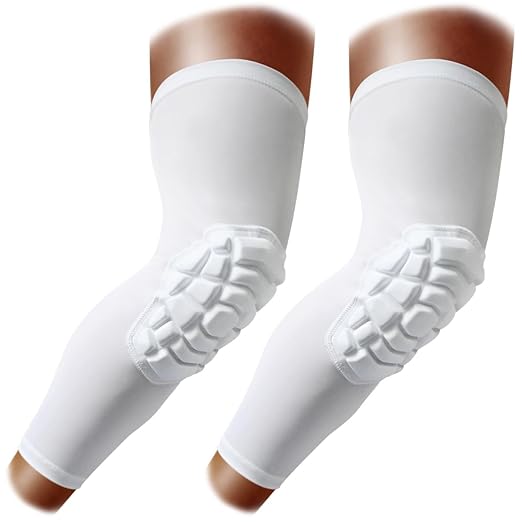 Knee Pads Wrestling Knee Sleeve Compression Leg Sleeves for Volleyball Basketball, Knee Compression Sleeve for Youth and Adult(White_M_2 Pcs)