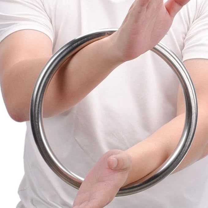 SUPVOX Wing Chun Ring 2Pcs Stainless Steel Self Training Rings for Martial Arts Hand Strength and Fitness Core Training Equipment