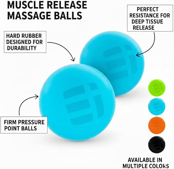 Massage Lacrosse Balls for Myofascial Release - Trigger Point Therapy Ball Set for Deep Tissue Relief - Foot Massage Ball Roller for Plantar Fasciitis - 4 Pack (Electric Blue)