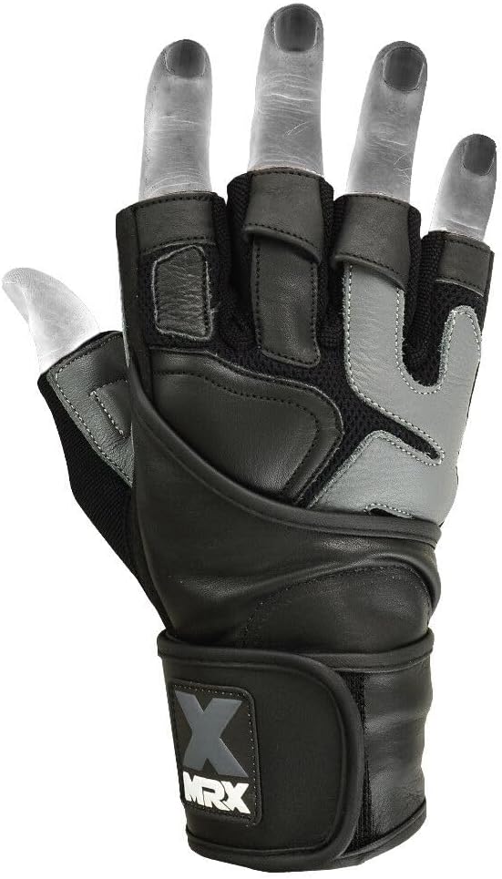 MRX Weight Lifting Pro Level Gloves with 18 Inches Long Wrist Strap Gym Workout Exercise & Fitness in