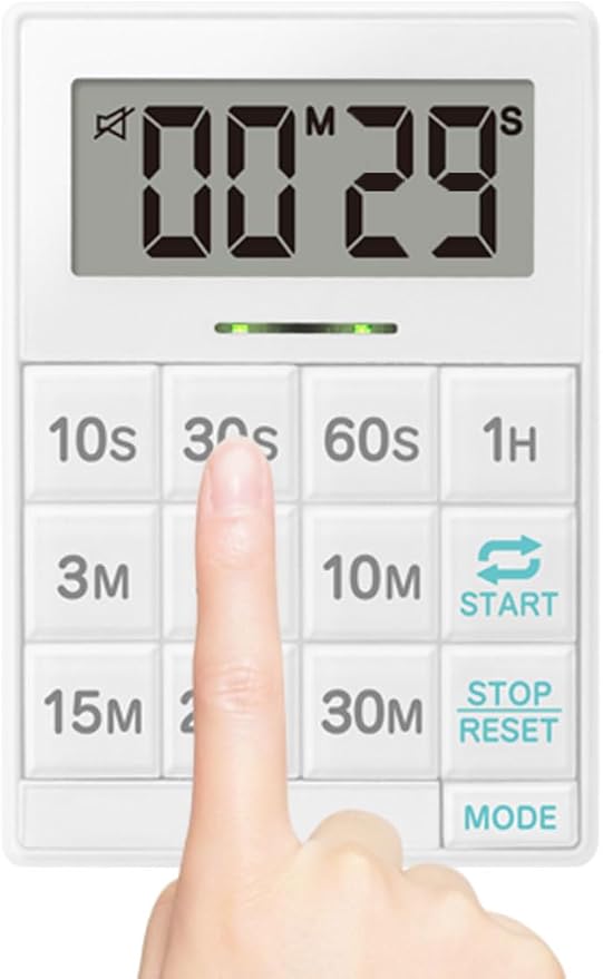 dretec One-Push Timer, Easy to Press Timer, Time-Saving, Interval, Silencing, Kitchen Timer, Digital, Magnet, Stand, Light, Study, Muscle Training, Sports, White