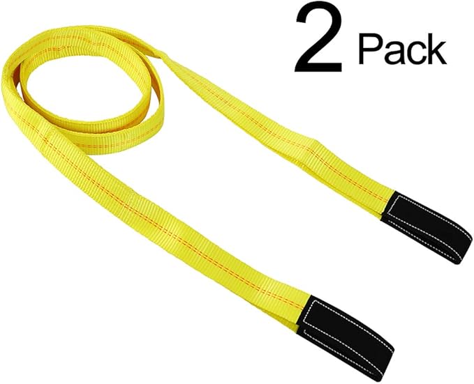 Trekassy 2 Pack 10' x 2" Lifting Sling Straps, 10ft Lifting Straps with 12,400lbs Max Basket Rated Capacity, Heavy Duty Nylon Tree Saver Recovery Strap Web