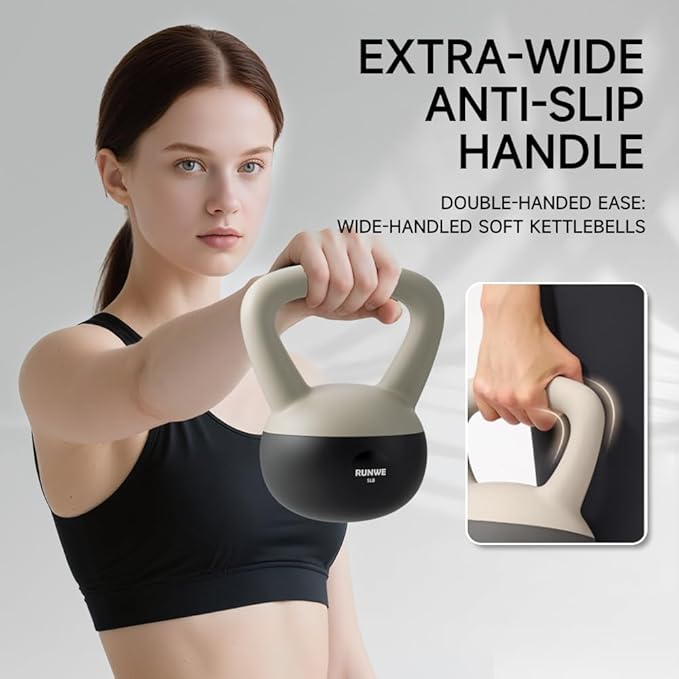 RUNWE Soft Kettlebell - Sand Filled Kettlebell Hand Weight Options for 25, 20, 15, 10 and 5 LB, Soft-Sided Cushioned Base,Safety Guaranteed Ideal for Men, Women, & Beginners
