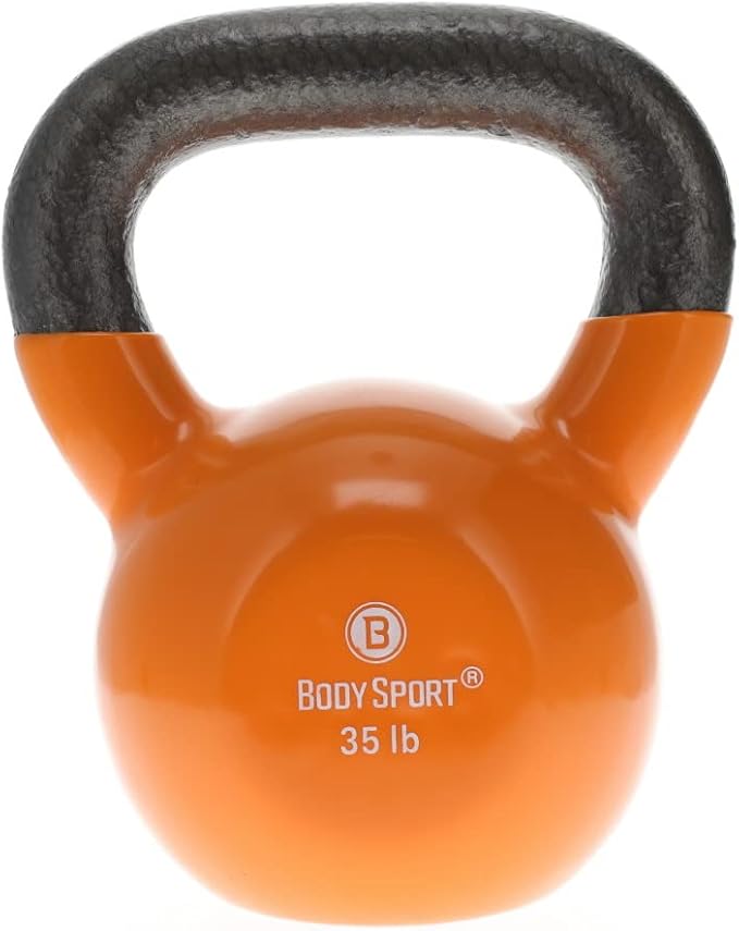 Body Sport Cast Iron Vinyl Coated Kettlebells – Kettlebell for Weight Lifting – Strength Training Kettlebell – Professional Fitness for Gym & At Home