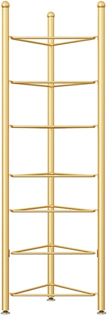 Exercise Half Balance Ball Trainer Holder Storage Rack - Home Fitness Gym Workout Equipment 3/5/6/7 Tier Floor Stand Corner Storage Organizer for Basketball Bowling Medicine Yoga Bosu Balls(Gold,7 lay