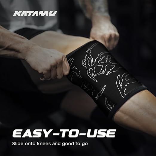 Katamu Premium Weightlifting, Powerlifting, Squats, Athletic and Fitness Knee Support Sleeve | Knee Sleeve for Men and Women | Gothic, Medium