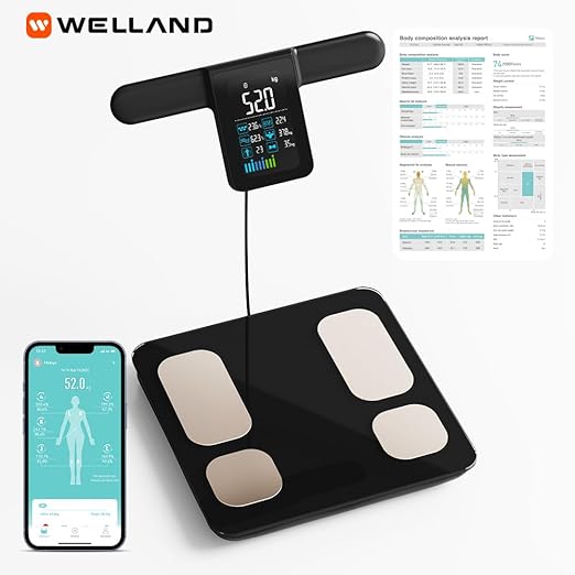 Fitdays Body Health Pod Scale, View 5 Metrics Without Phone, 8-Electrode Smart Scale with BMI Body Fat Muscle Mass, Offline Body Composition Analyzer, FSA&HSA Eligible