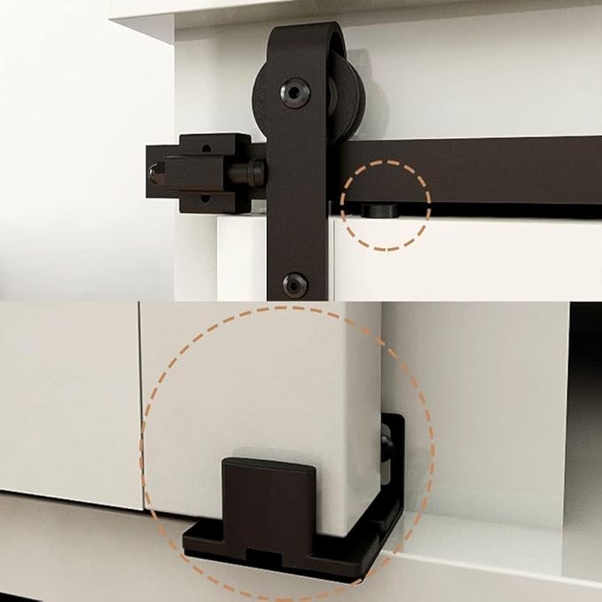 3.5FT Super Mini Sliding Barn Door Hardware Kit for Single Door TV Stands Small Cabinets, J-Shaped Hanger (No Cabinet)