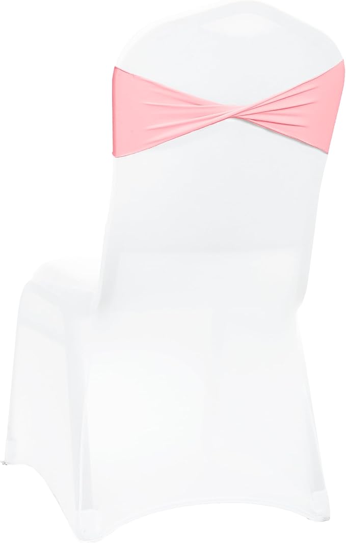 MDS Pack of 25 Spandex Chair Sashes Bows Elastic Stretch Dining Chair Bands Ties Without Slider Buckle Universal fits for Wedding Baby Shower Birthday Party Banquet Event Decoration - Dusty Rose