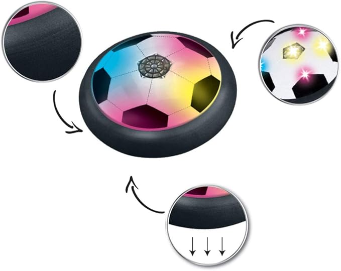 Lexibook Aerofoot, The sliding foot disk, 2 goals included, slides easily, light effects, battery-powered, black/white, JG980