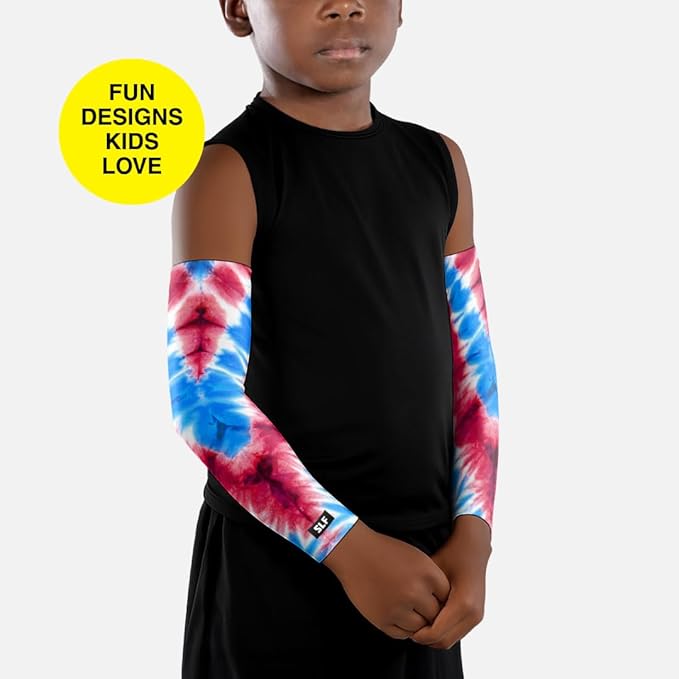 SLEEFS Arm Sleeves for Kids - Athletic Sports Sleeve for Youth Boys and Girls - UV Protection - Football Baseball Basketball