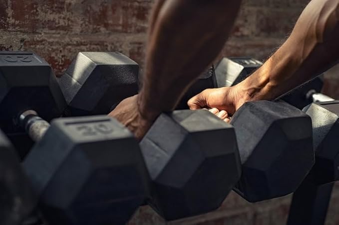 Fitvids Rubber Coated Hex Dumbbell Set with Storage Rack, 100/150/200/550 LB Hand Weight Set with Anti-Slip Grip for Home Gym
