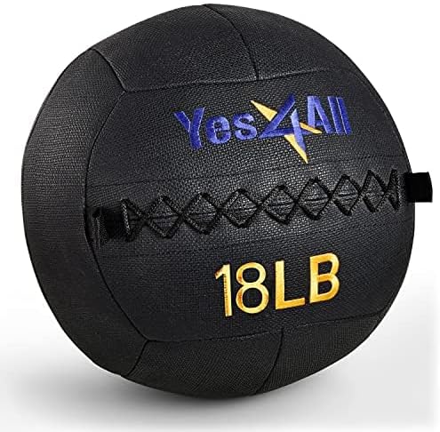 Yes4All Wall Ball, Soft Leather Weighted Iron Sand Ball for Dynamic Multifunctional Exercise, 6 LB - 30 LB