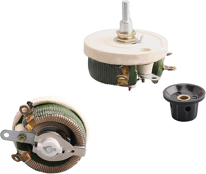 Jutagoss 50W 50 Ohm Rheostat, Wirewound Ceramic Potentiometer, Round Variable Sliding Resistor with Black Knob, Adjustable Resistor 1Pc